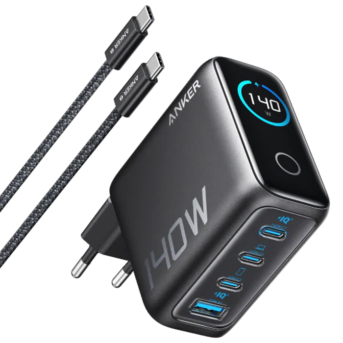 رنگ مشکی شارژر همراه 140W انکر مدل Laptop Charger B2697