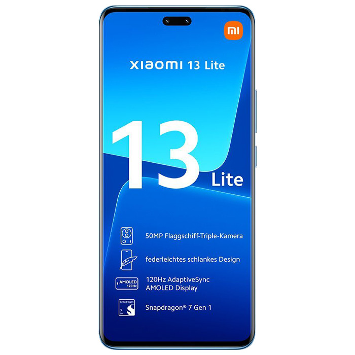 صفحه نمایش گوشی موبایل شیائومی Xiaomi 13 Lite 5G در رنگ آبی